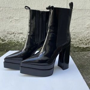 JEFFREY CAMPBELL Platform Chelsea Boots US8.5 EU39 Glossy Black